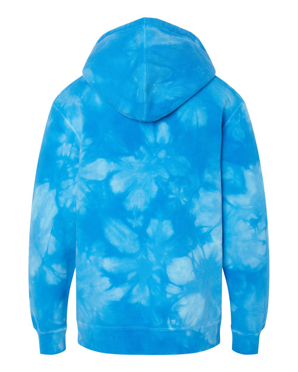 Independent Trading Company Youth 9oz. Midweight Tie Dye Pullover Hood in Aqua Blue — back view (2)