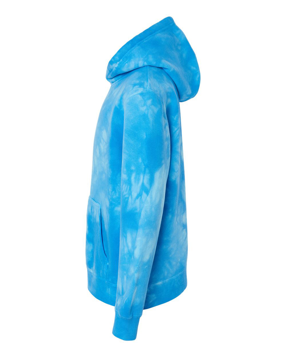 Independent Trading Company Youth 9oz. Midweight Tie Dye Pullover Hood in Aqua Blue — side view