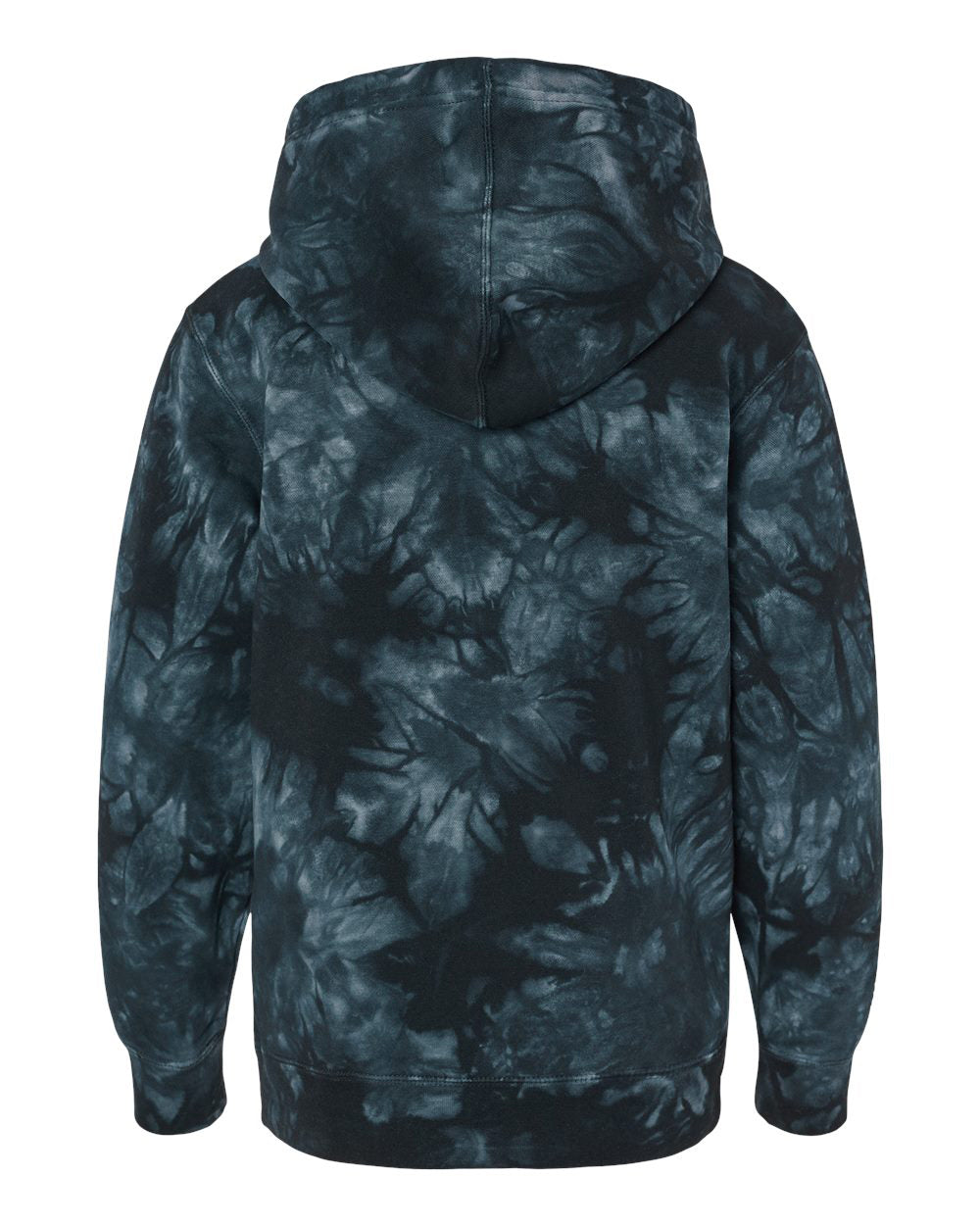 Independent Trading Company Youth 9oz. Midweight Tie Dye Pullover Hood in Black — back view