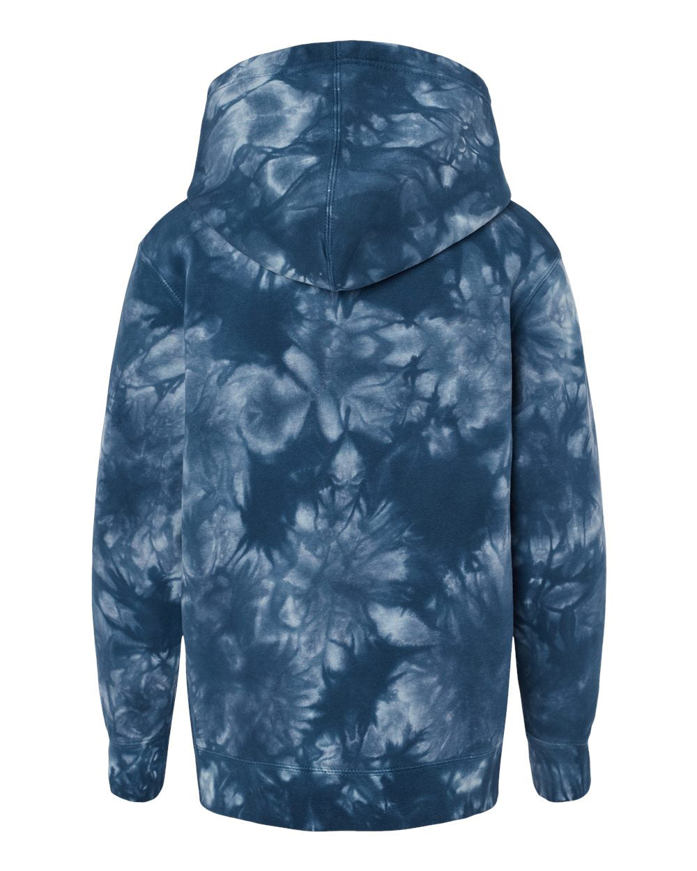 Independent Trading Company Youth 9oz. Midweight Tie Dye Pullover Hood in Navy — back view (2)