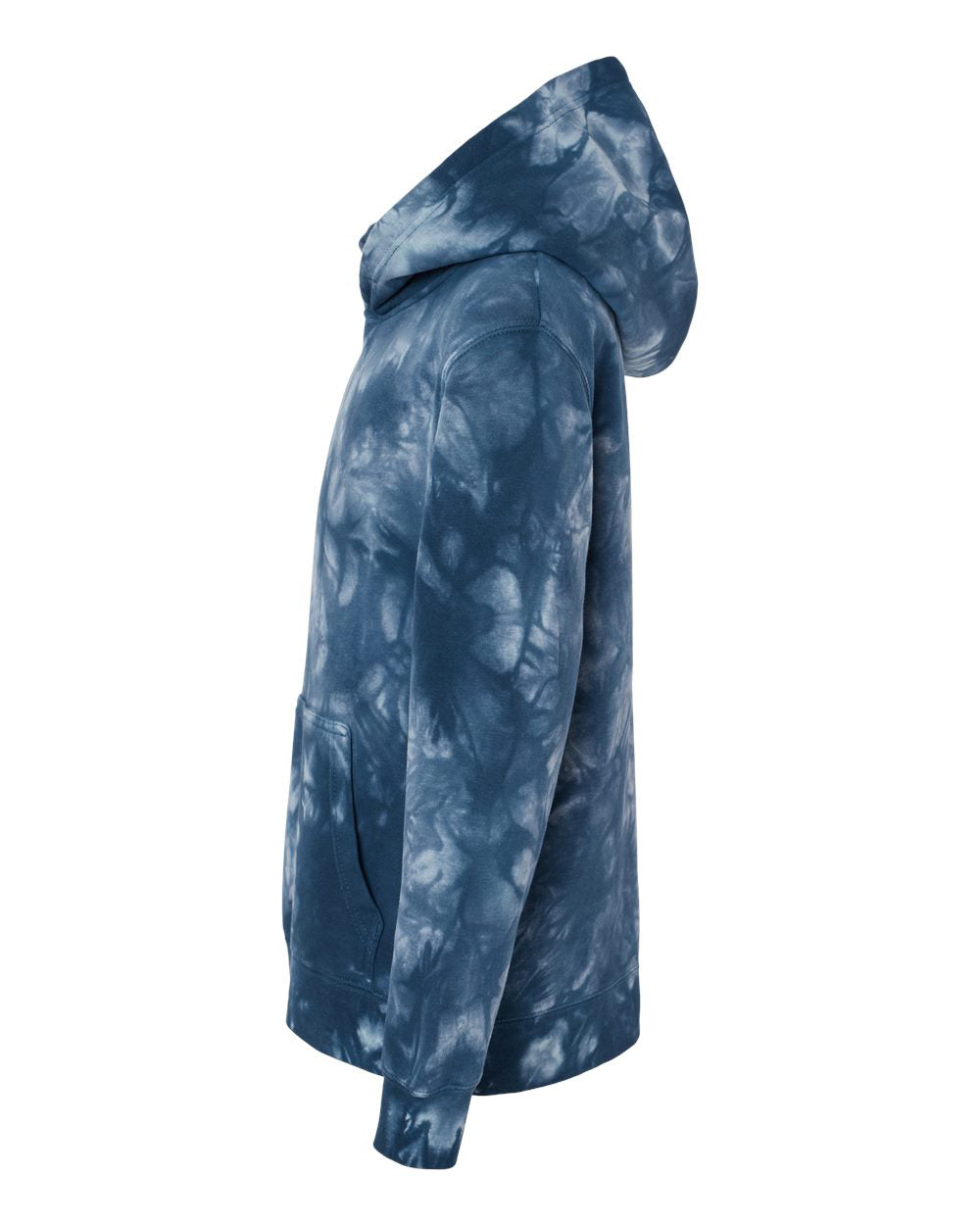 Independent Trading Company Youth 9oz. Midweight Tie Dye Pullover Hood in Navy — side view (2)
