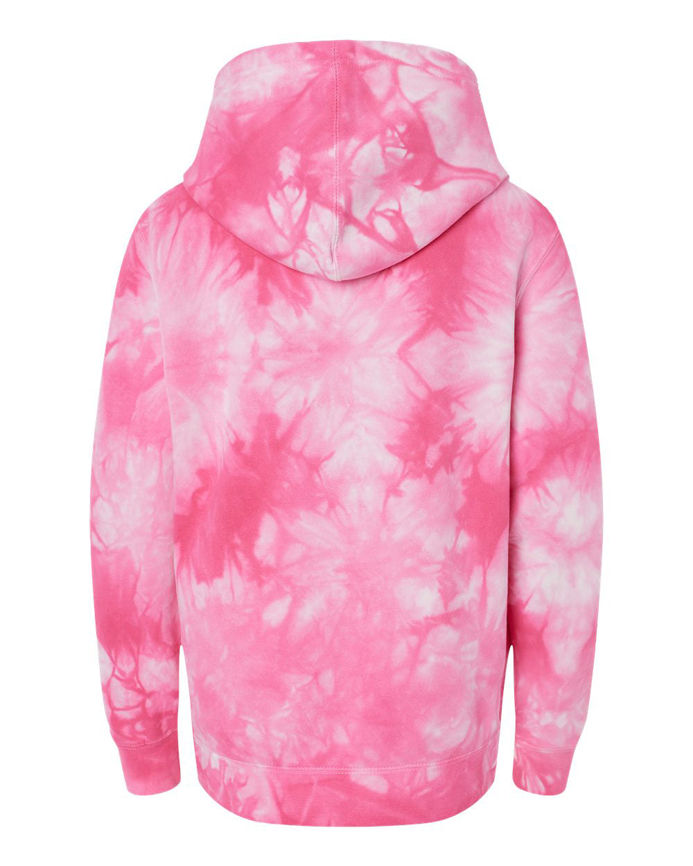 Independent Trading Company Youth 9oz. Midweight Tie Dye Pullover Hood in Pink — back view