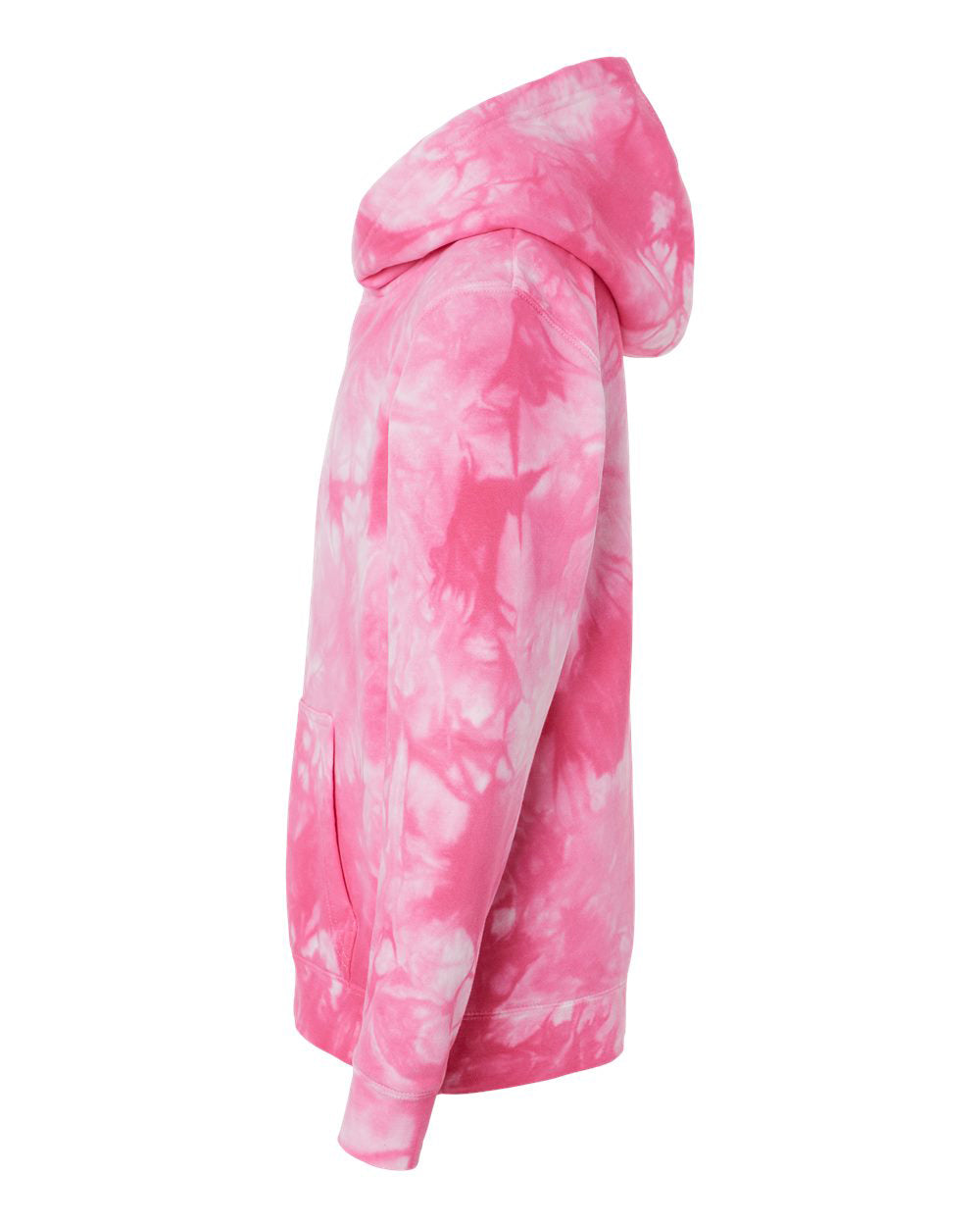 Independent Trading Company Youth 9oz. Midweight Tie Dye Pullover Hood in Pink — side view