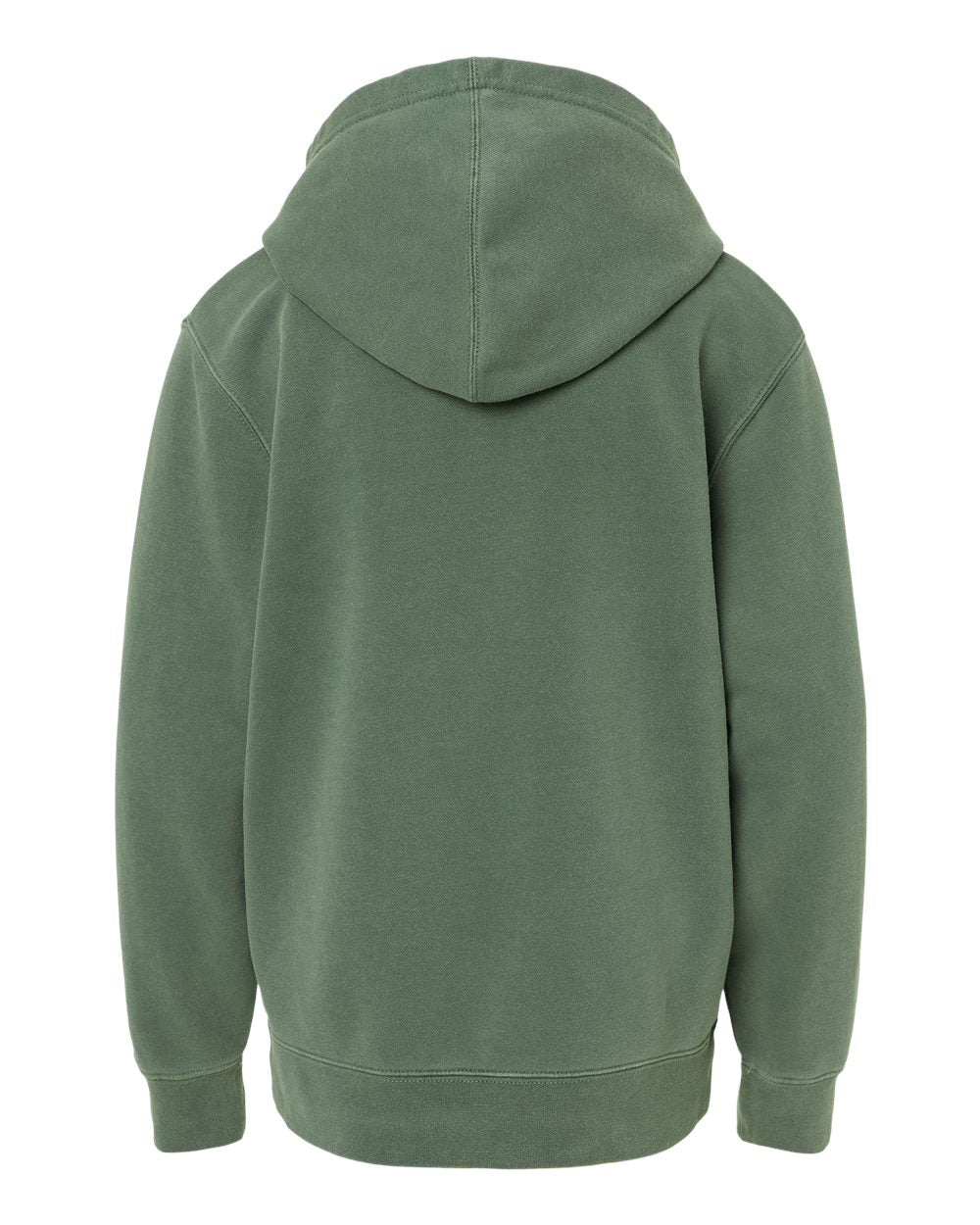 Independent Trading Company Youth 9oz. Midweight Pigment Dye Pullover Hood in Green — back view (2)