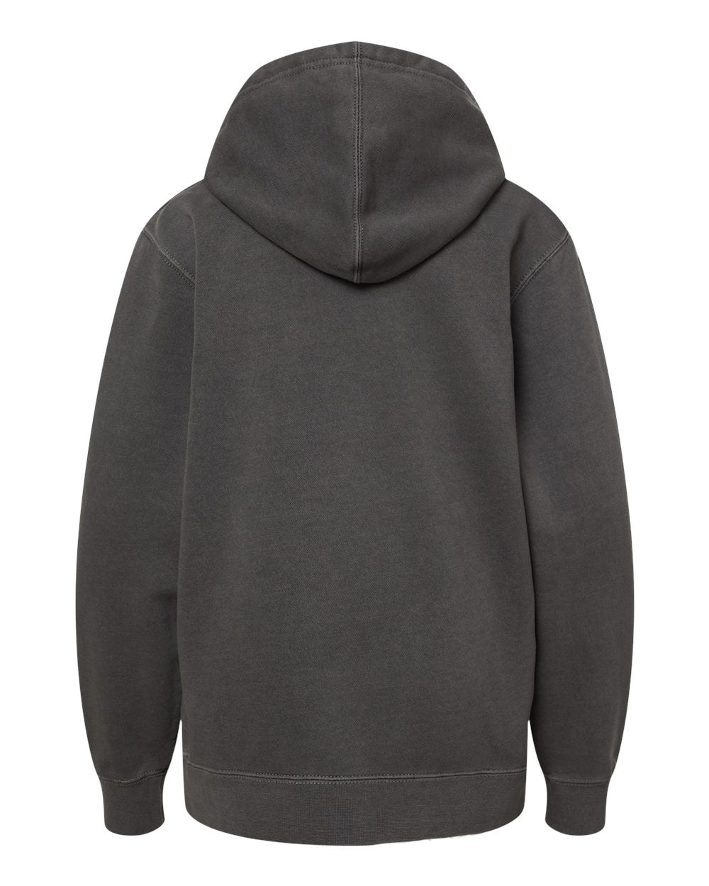 Independent Trading Company Youth 9oz. Midweight Pigment Dye Pullover Hood in Black — back view