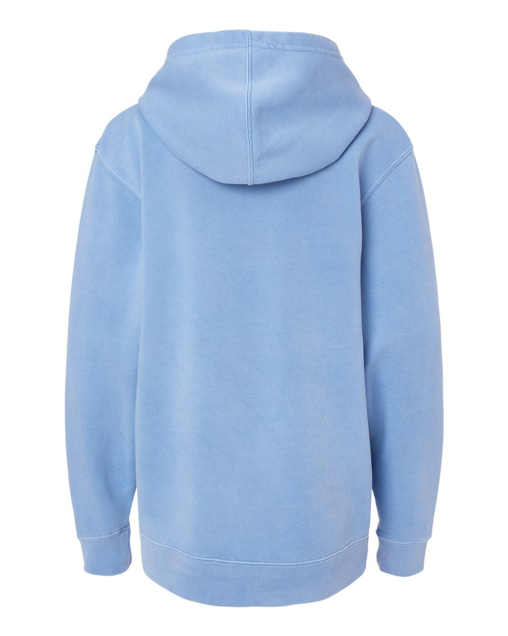 Independent Trading Company Youth 9oz. Midweight Pigment Dye Pullover Hood in Blue — back view (2)