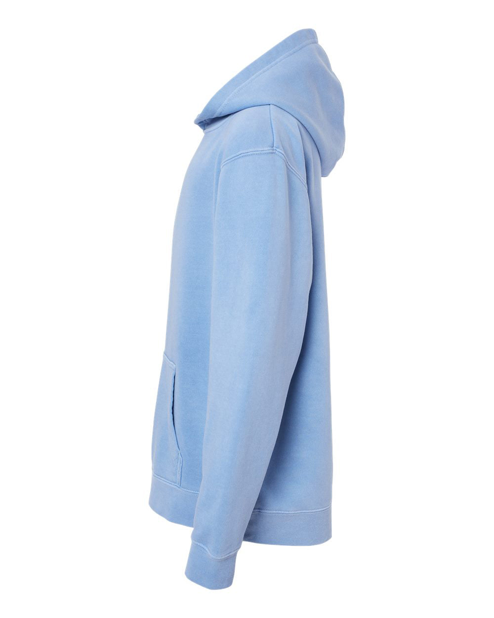 Independent Trading Company Youth 9oz. Midweight Pigment Dye Pullover Hood in Blue — side view (2)
