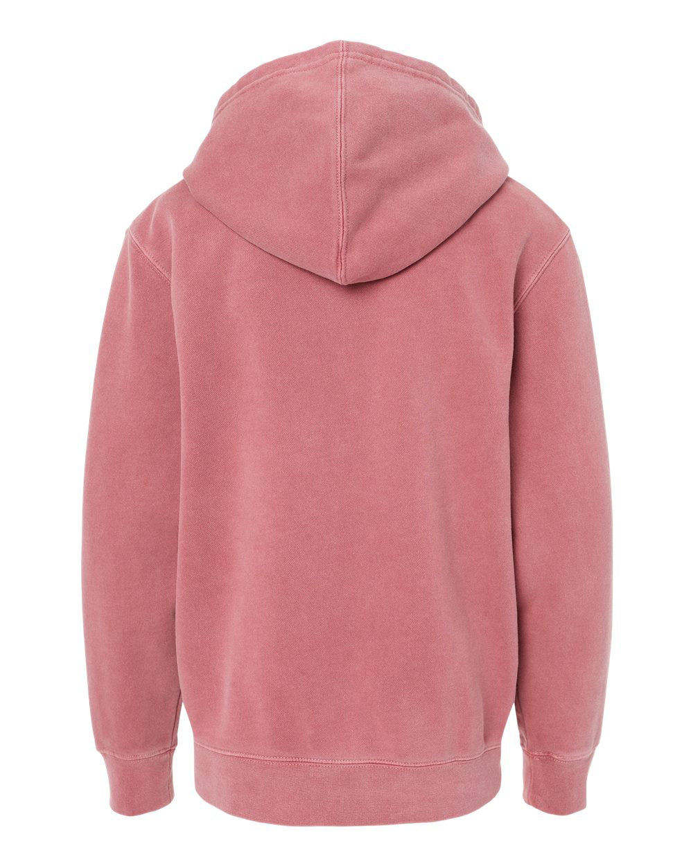 Independent Trading Company Youth 9oz. Midweight Pigment Dye Pullover Hood in Maroon — back view