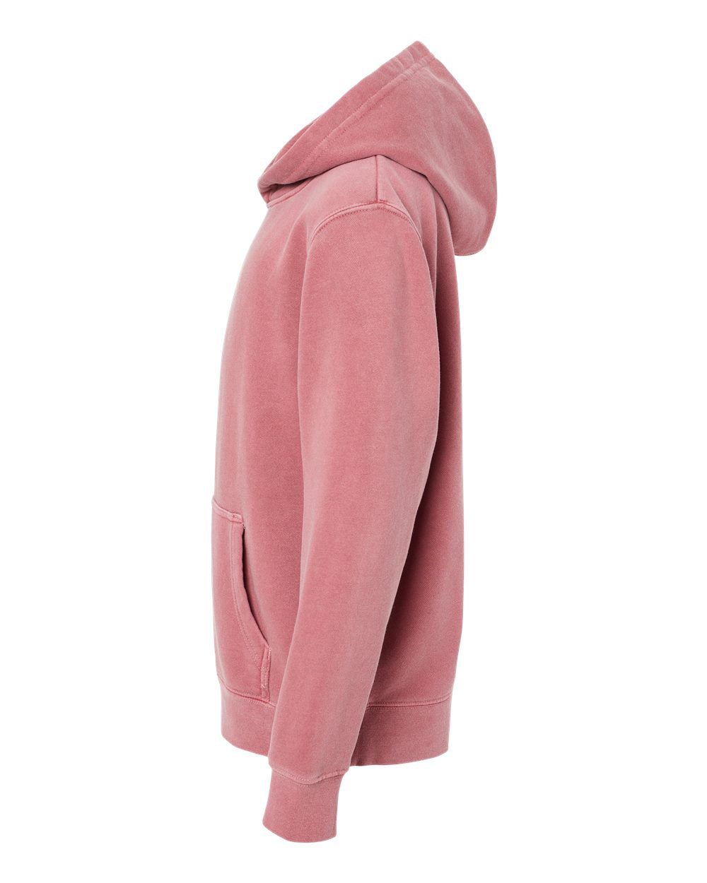 Independent Trading Company Youth 9oz. Midweight Pigment Dye Pullover Hood in Maroon — side view
