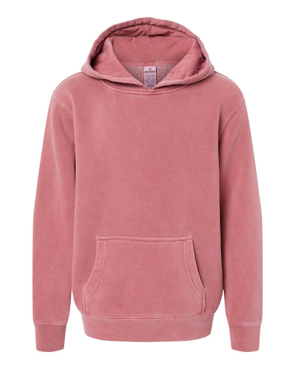 Independent Trading Company Youth 9oz. Midweight Pigment Dye Pullover Hood in Maroon — front view
