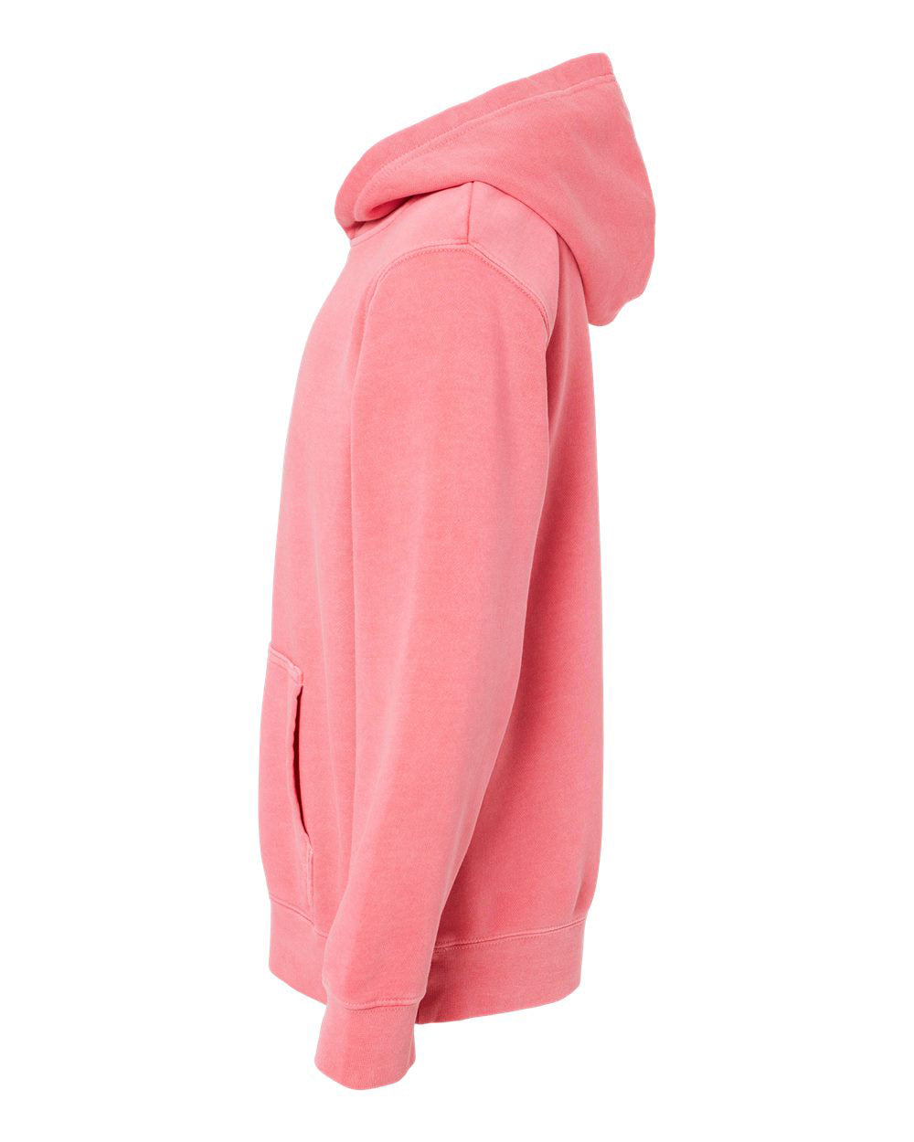 Independent Trading Company Youth 9oz. Midweight Pigment Dye Pullover Hood in Pink — side view