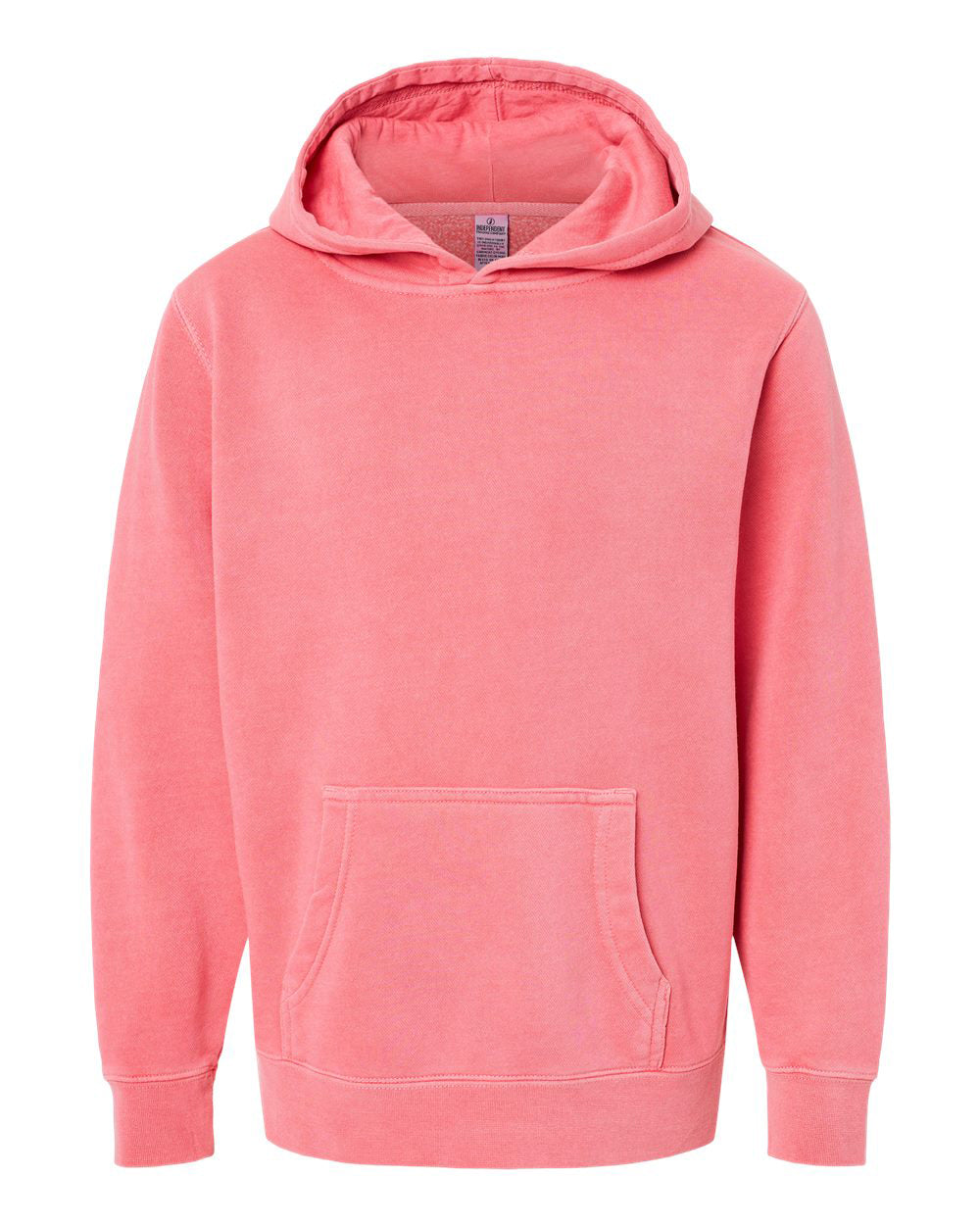 Independent Trading Company Youth 9oz. Midweight Pigment Dye Pullover Hood in Pink — front view