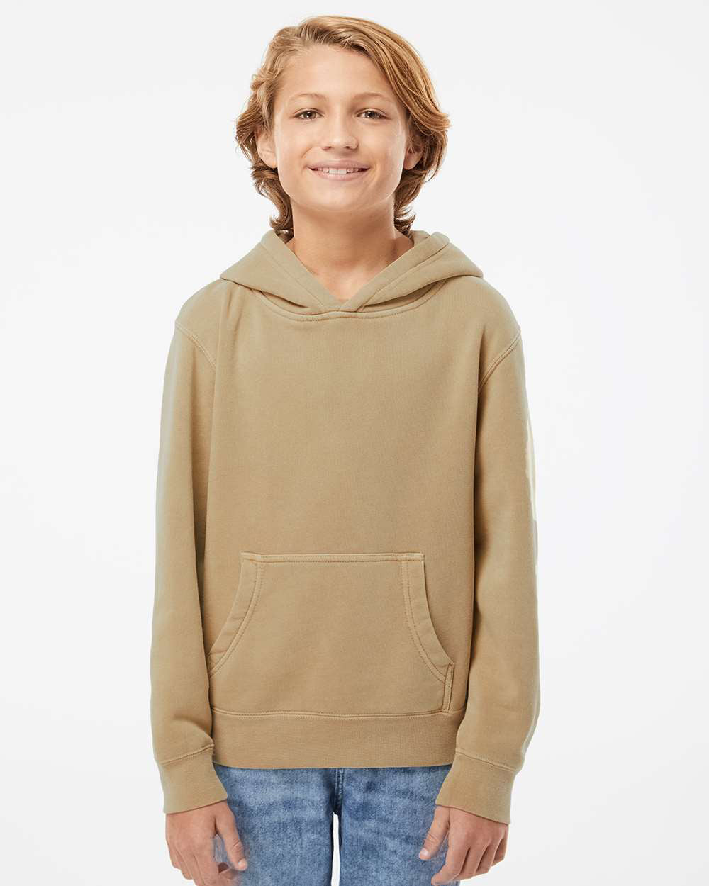 Independent Trading Company Youth 9oz. Midweight Pigment Dye Pullover Hood — front view (2)
