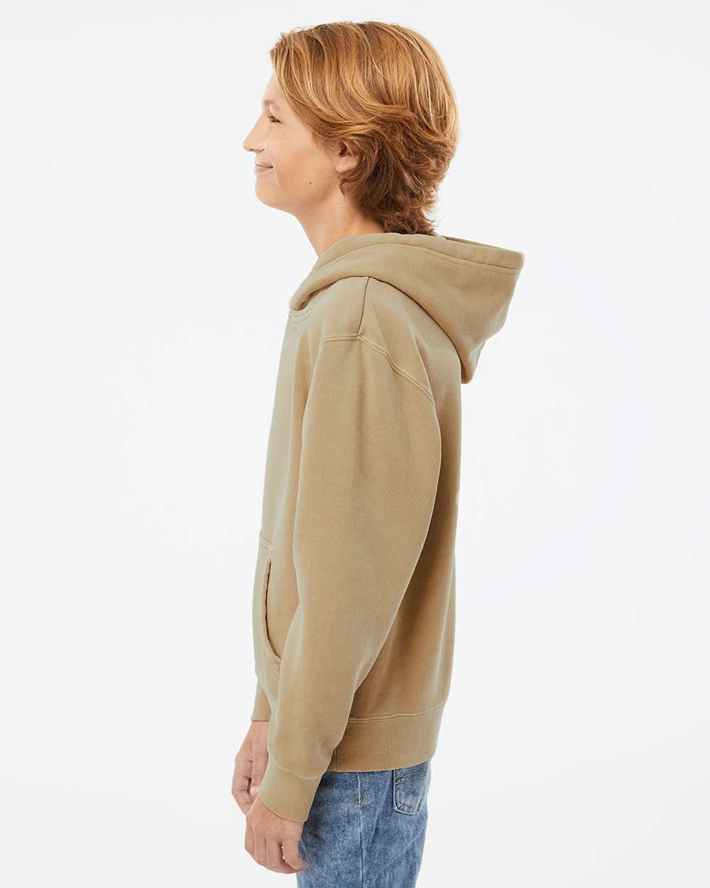 Independent Trading Company Youth 9oz. Midweight Pigment Dye Pullover Hood — side view (2)