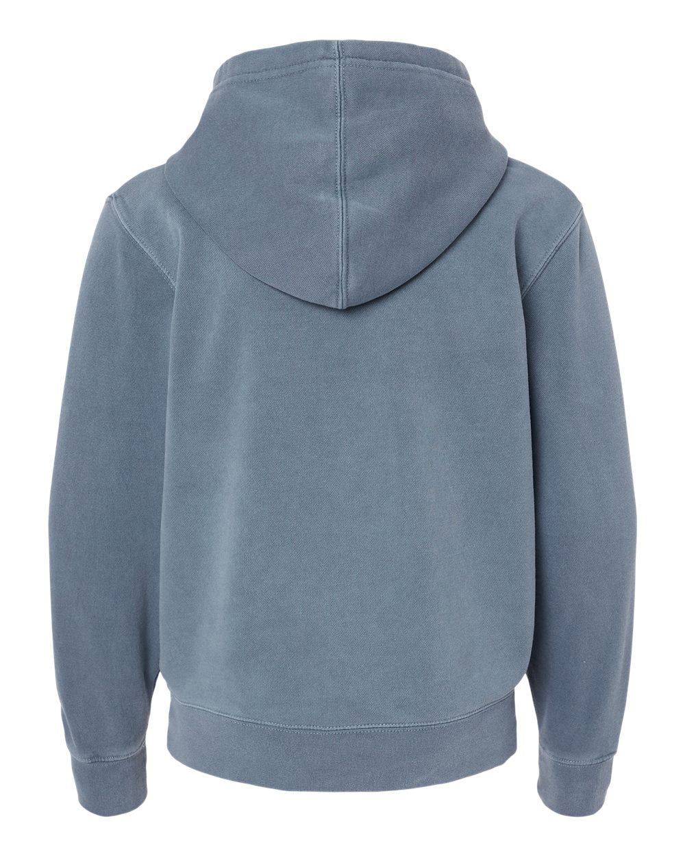 Independent Trading Company Youth 9oz. Midweight Pigment Dye Pullover Hood in Slate Blue — back view