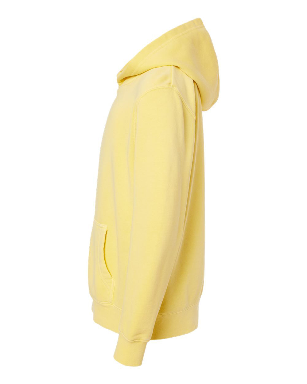 Independent Trading Company Youth 9oz. Midweight Pigment Dye Pullover Hood in Yellow — side view