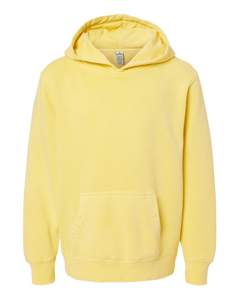 Independent Trading Company Youth 9oz. Midweight Pigment Dye Pullover Hood in Yellow — front view