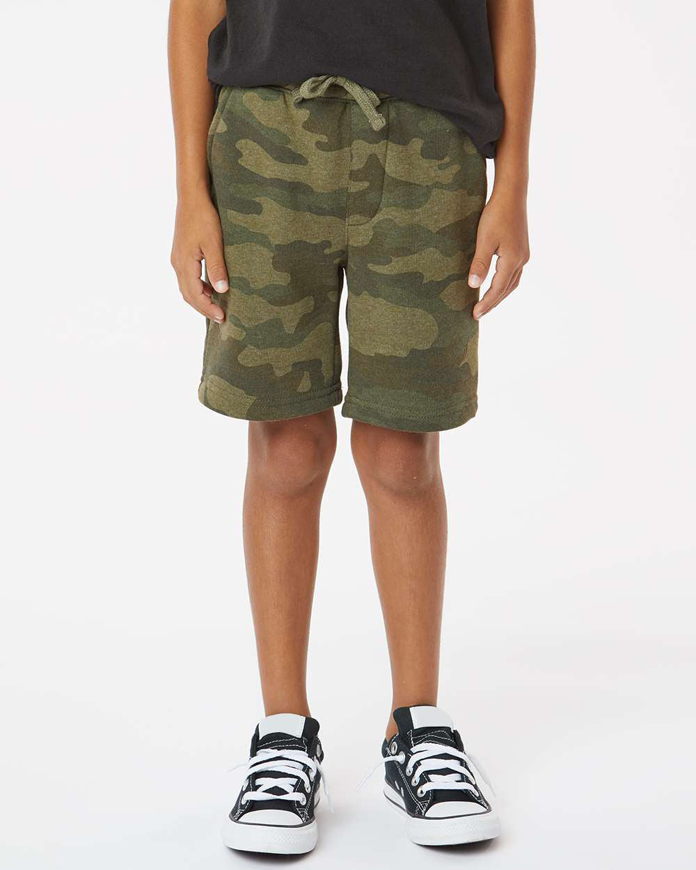 Independent Trading Company Youth Lightweight Special Blend Short in Forest Camo — front view