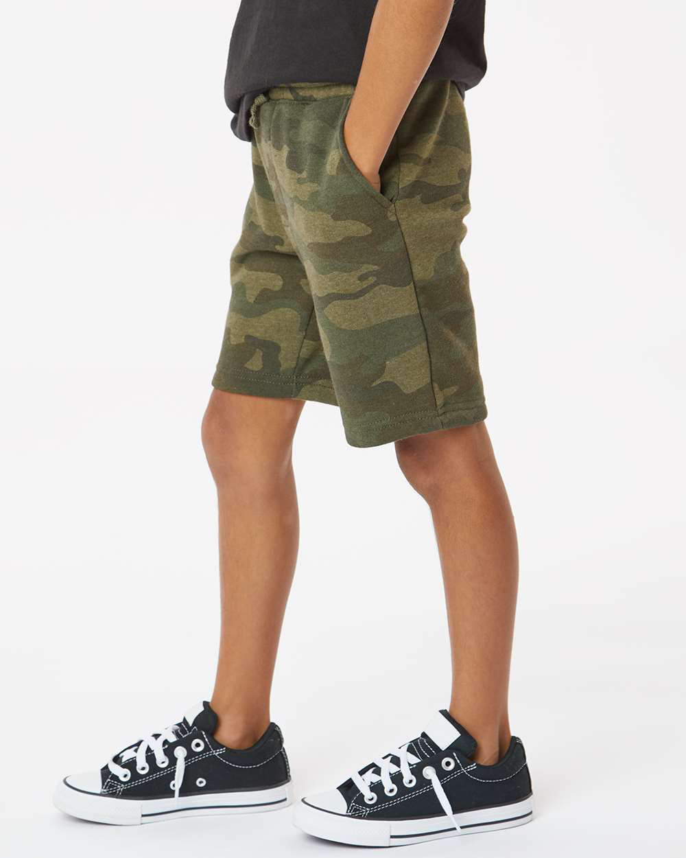 Independent Trading Company Youth Lightweight Special Blend Short in Forest Camo — side view