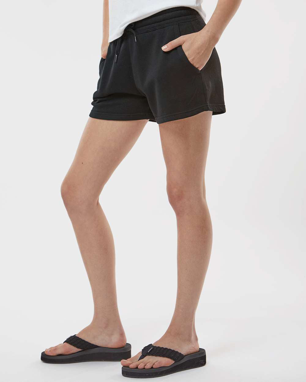 Independent Trading Company Women's California Wave Wash Short in Black — side view (2)