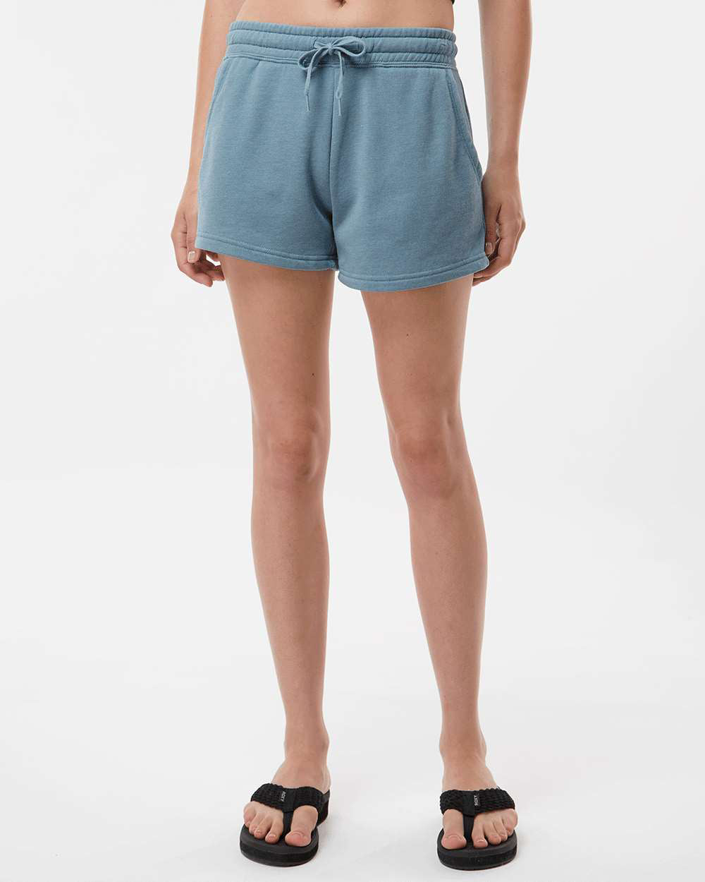 Independent Trading Company Women's California Wave Wash Short in Blue — front view (2)