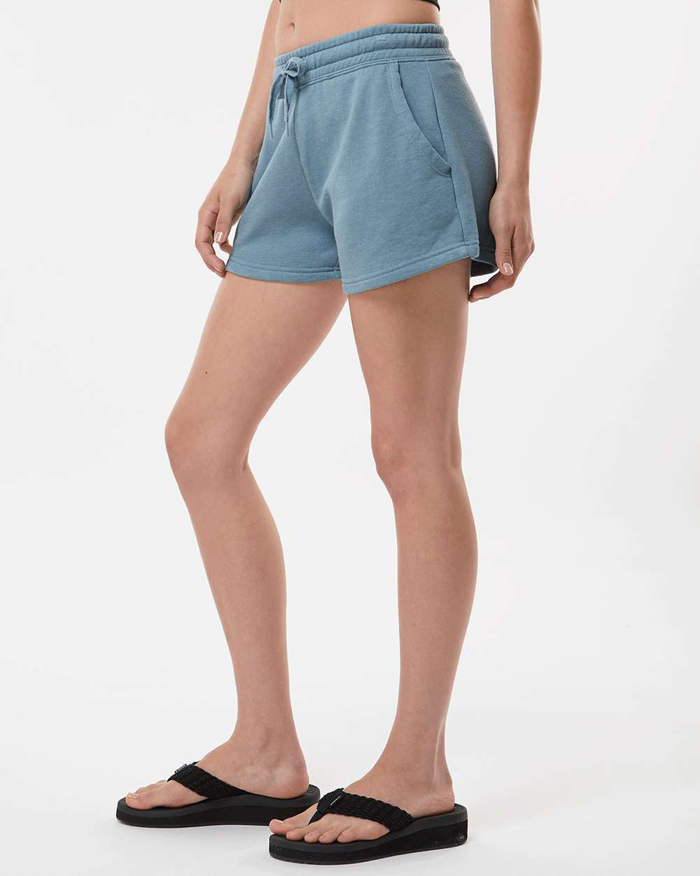 Independent Trading Company Women's California Wave Wash Short in Blue — side view (2)