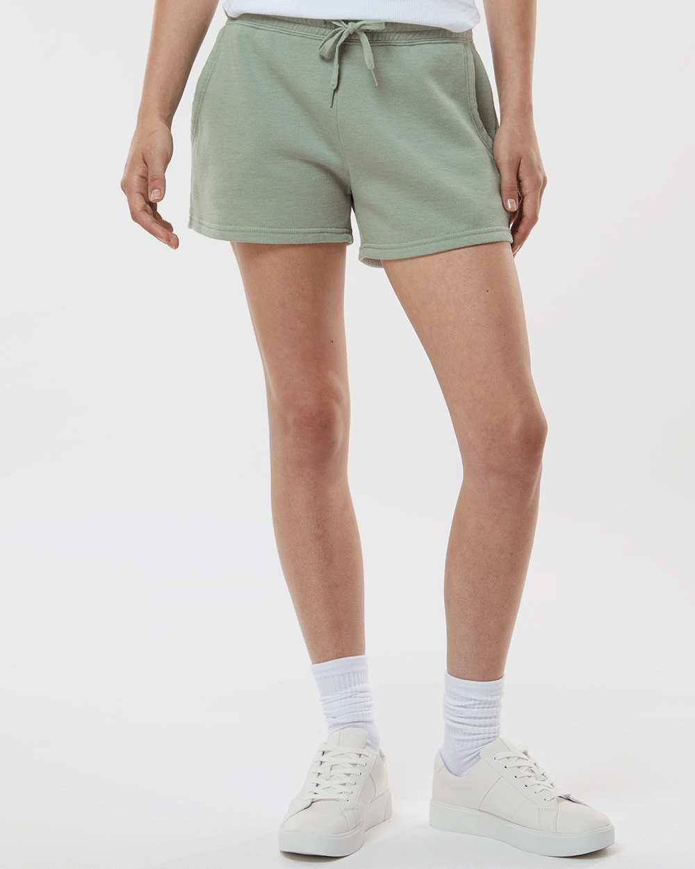 Independent Trading Company Women's California Wave Wash Short in Sage — front view (2)