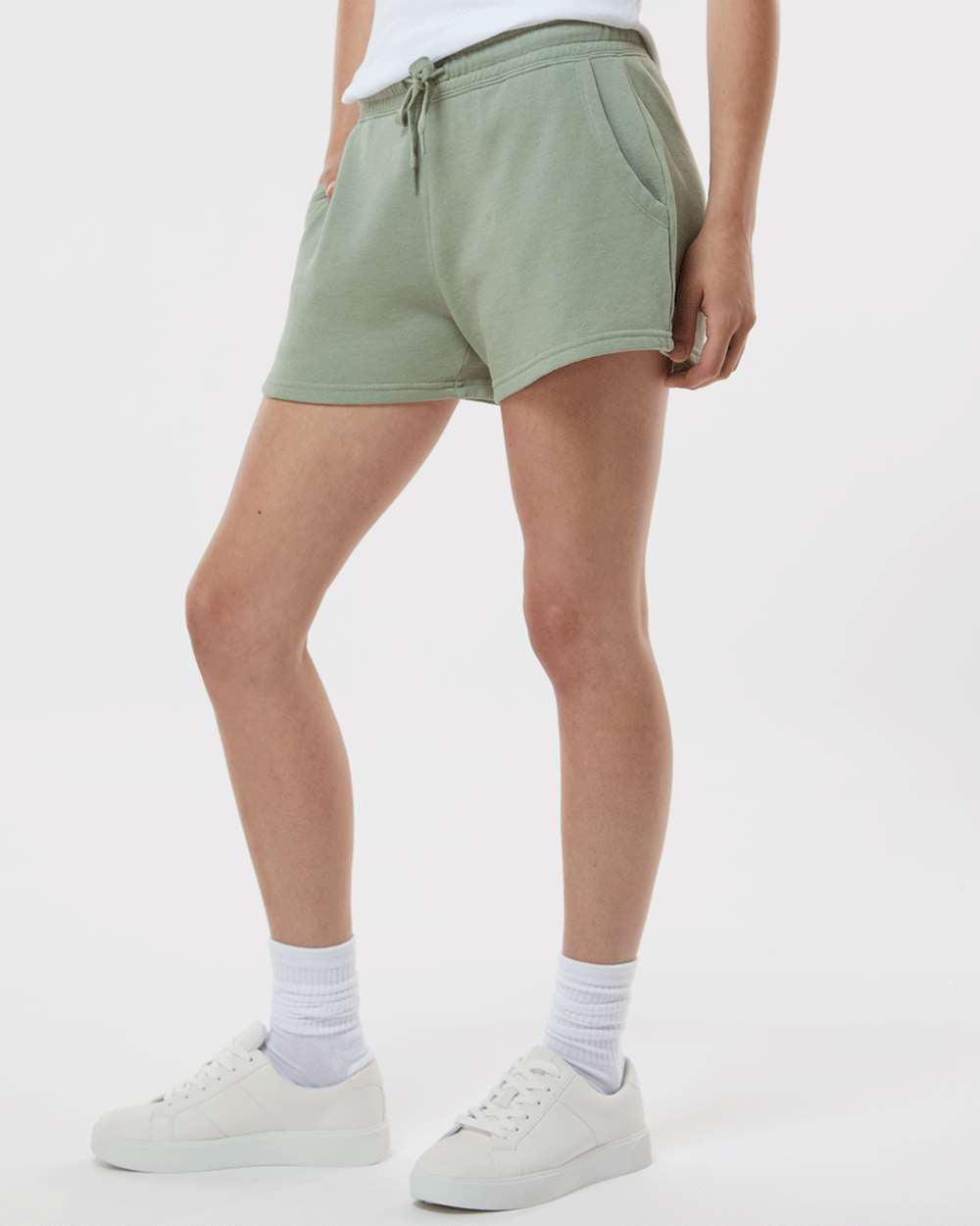 Independent Trading Company Women's California Wave Wash Short in Sage — side view (2)
