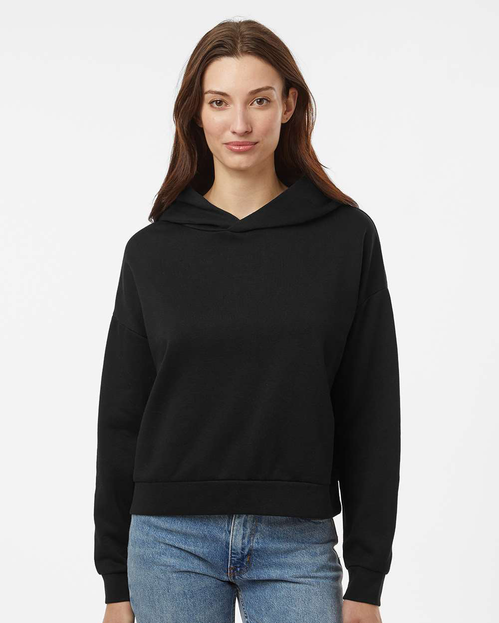 Independent Trading Company Women's California Wave Wash Sunday Hoodie in Black — front view