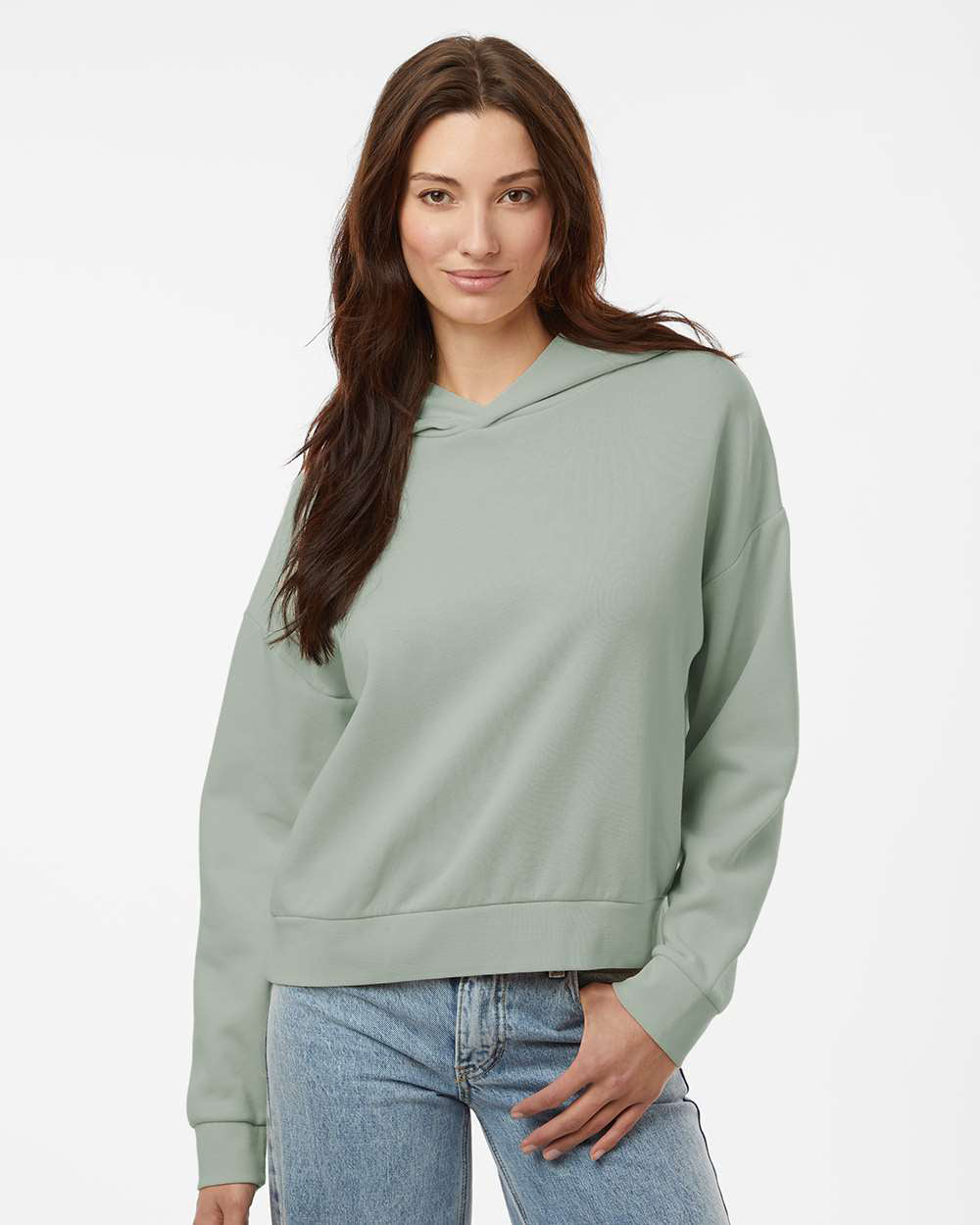 Independent Trading Company Women's California Wave Wash Sunday Hoodie in Sage — front view