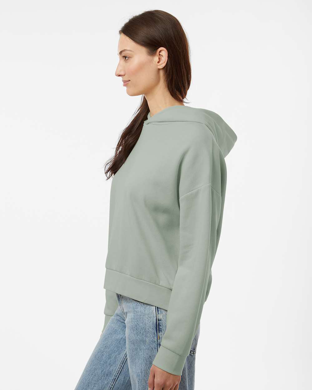 Independent Trading Company Women's California Wave Wash Sunday Hoodie in Sage — side view