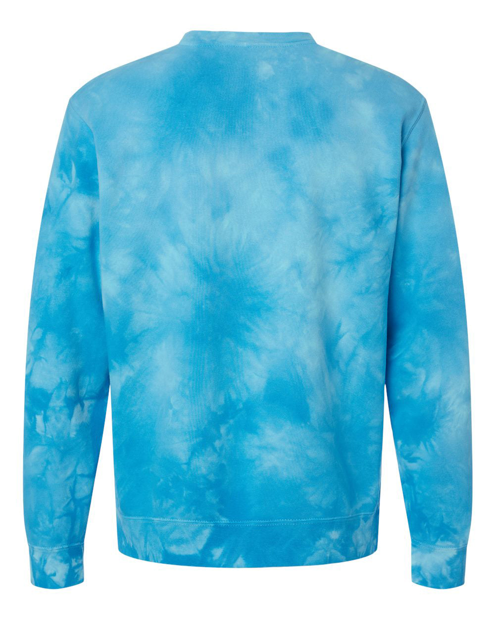 Independent Trading Company 9oz. Unisex Midweight Tie Dye Crew in Aqua Blue — back view