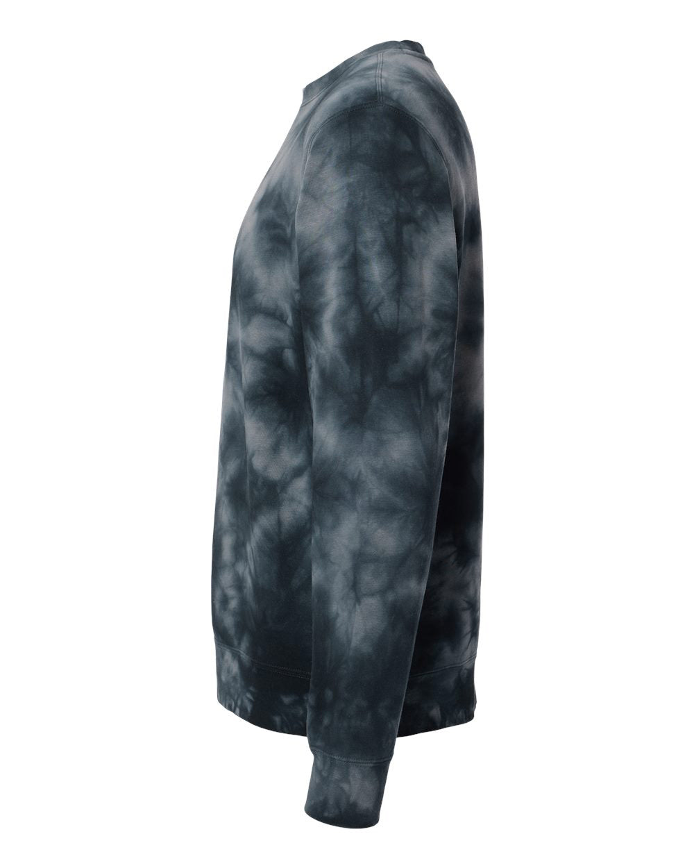 Independent Trading Company 9oz. Unisex Midweight Tie Dye Crew in Black — side view