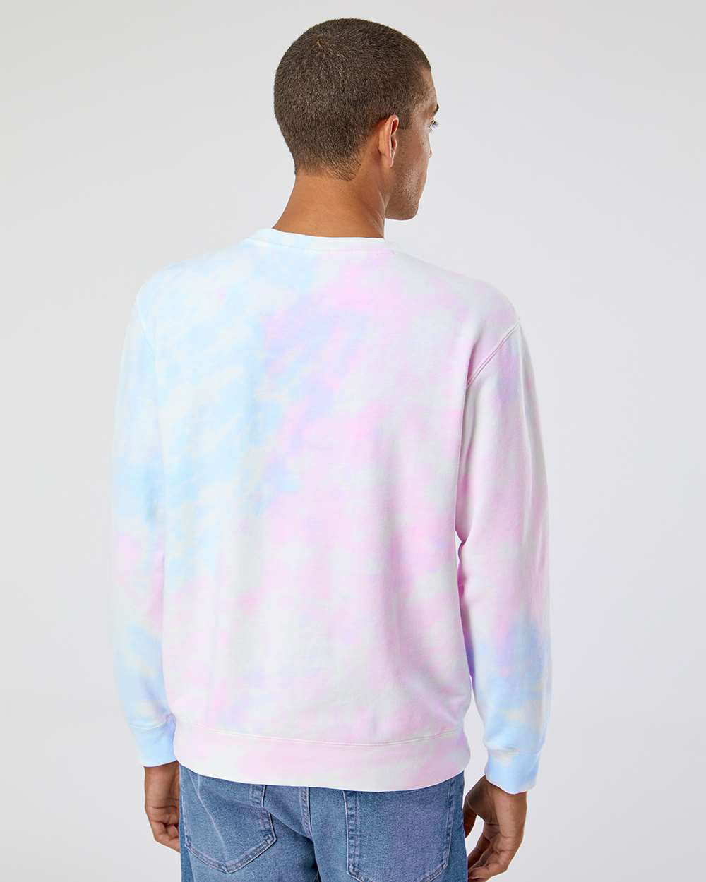 Independent Trading Company 9oz. Unisex Midweight Tie Dye Crew — back view