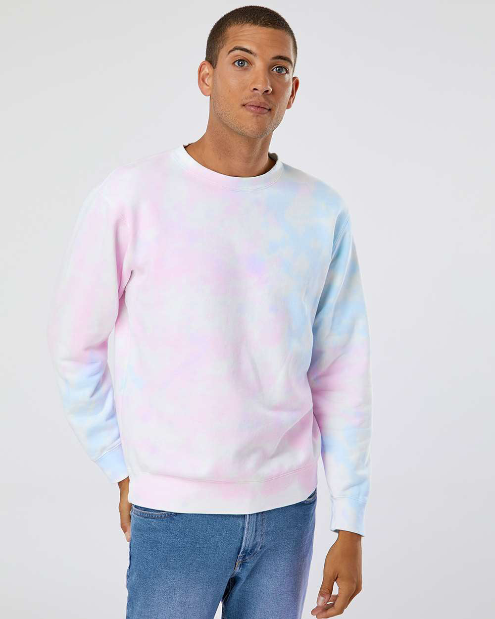 Independent Trading Company 9oz. Unisex Midweight Tie Dye Crew — front view (2)