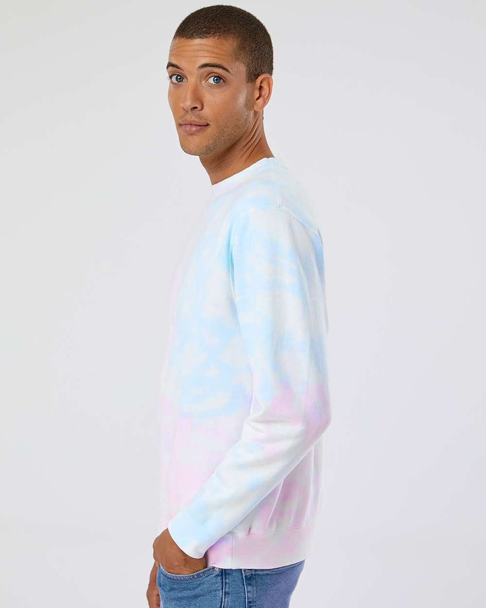 Independent Trading Company 9oz. Unisex Midweight Tie Dye Crew — side view (2)
