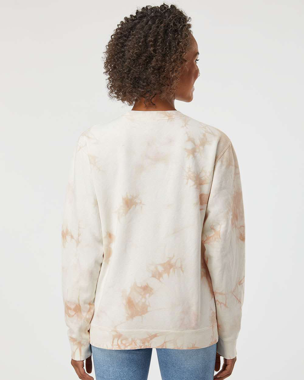 Independent Trading Company 9oz. Unisex Midweight Tie Dye Crew in Pink — back view (4)