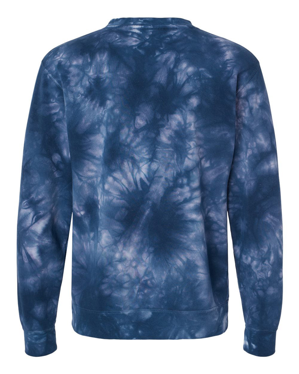 Independent Trading Company 9oz. Unisex Midweight Tie Dye Crew in Navy — back view (2)