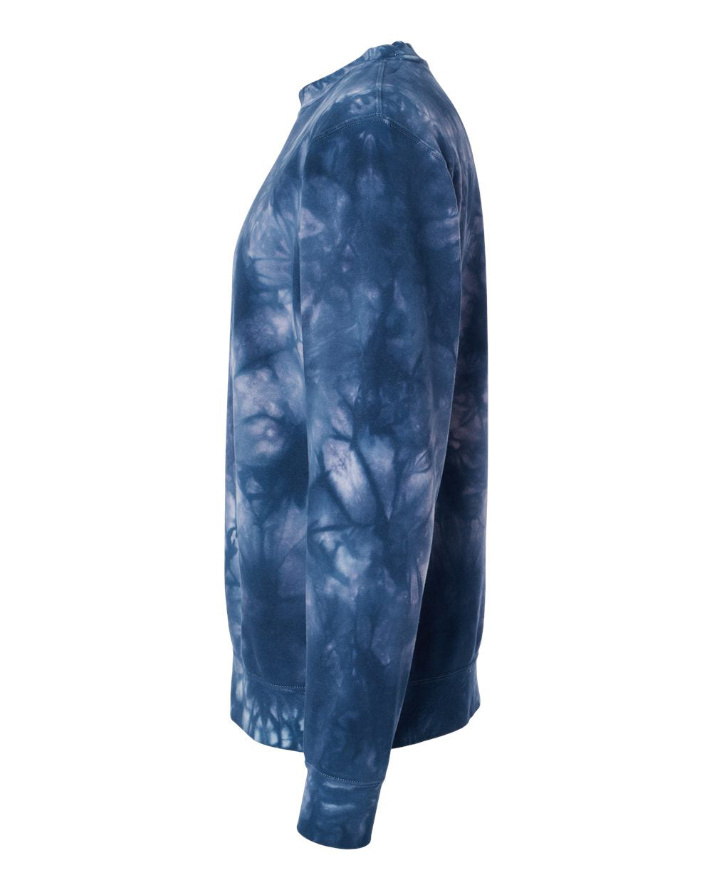 Independent Trading Company 9oz. Unisex Midweight Tie Dye Crew in Navy — side view (2)