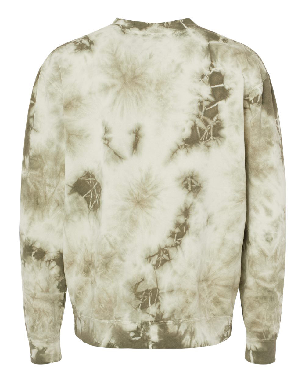 Independent Trading Company 9oz. Unisex Midweight Tie Dye Crew in Olive — back view