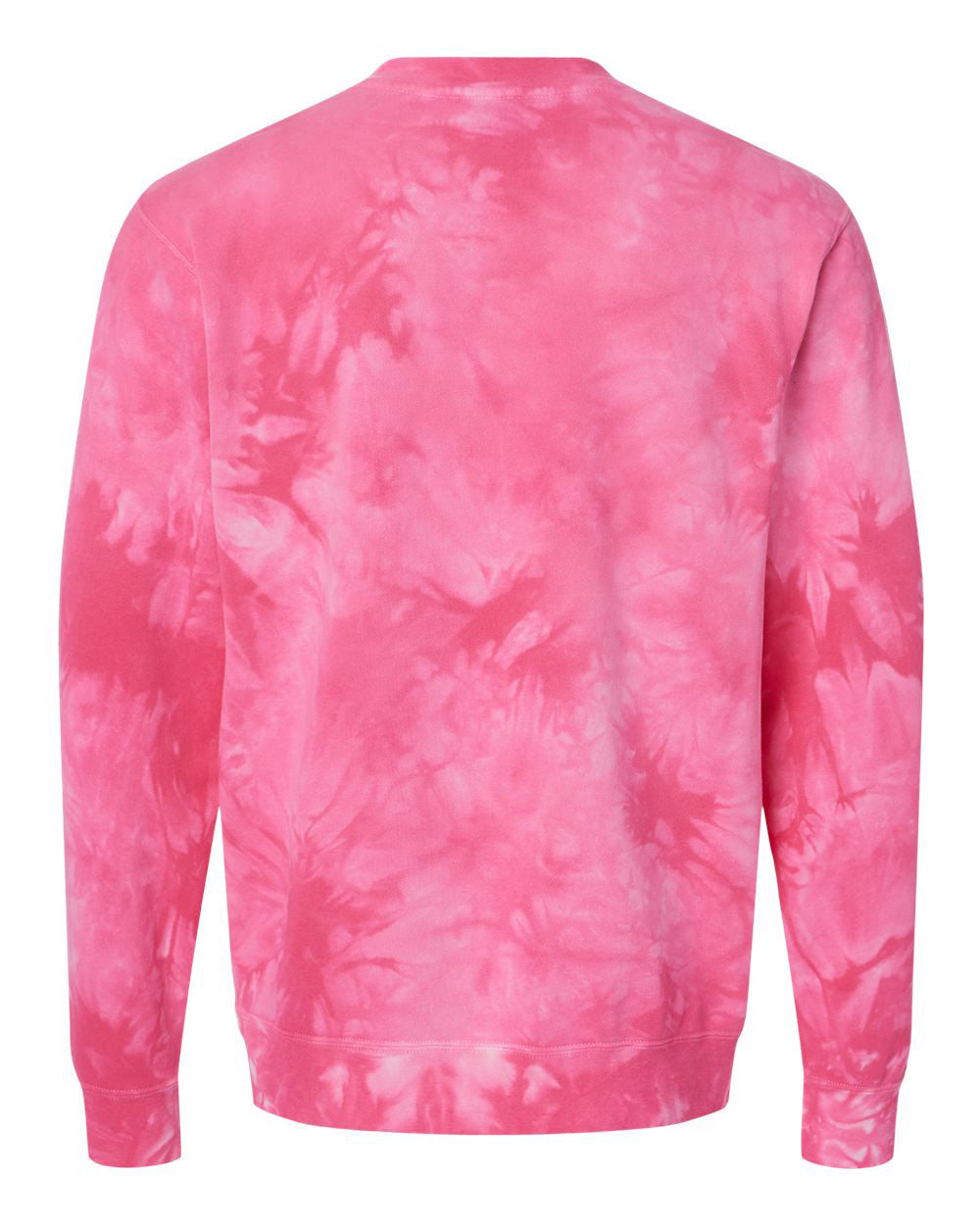 Independent Trading Company 9oz. Unisex Midweight Tie Dye Crew in Pink — back view