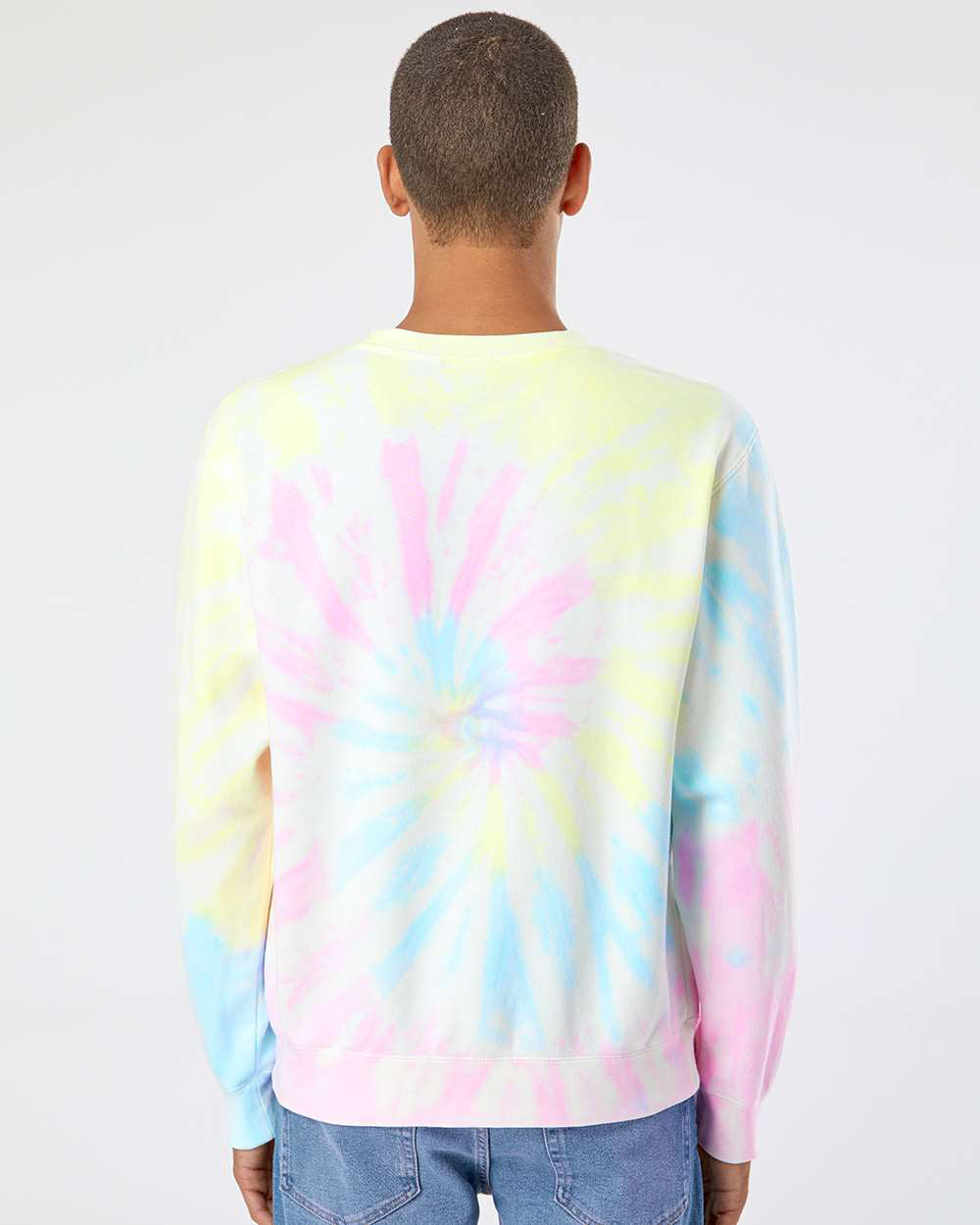 Independent Trading Company 9oz. Unisex Midweight Tie Dye Crew — back view (4)