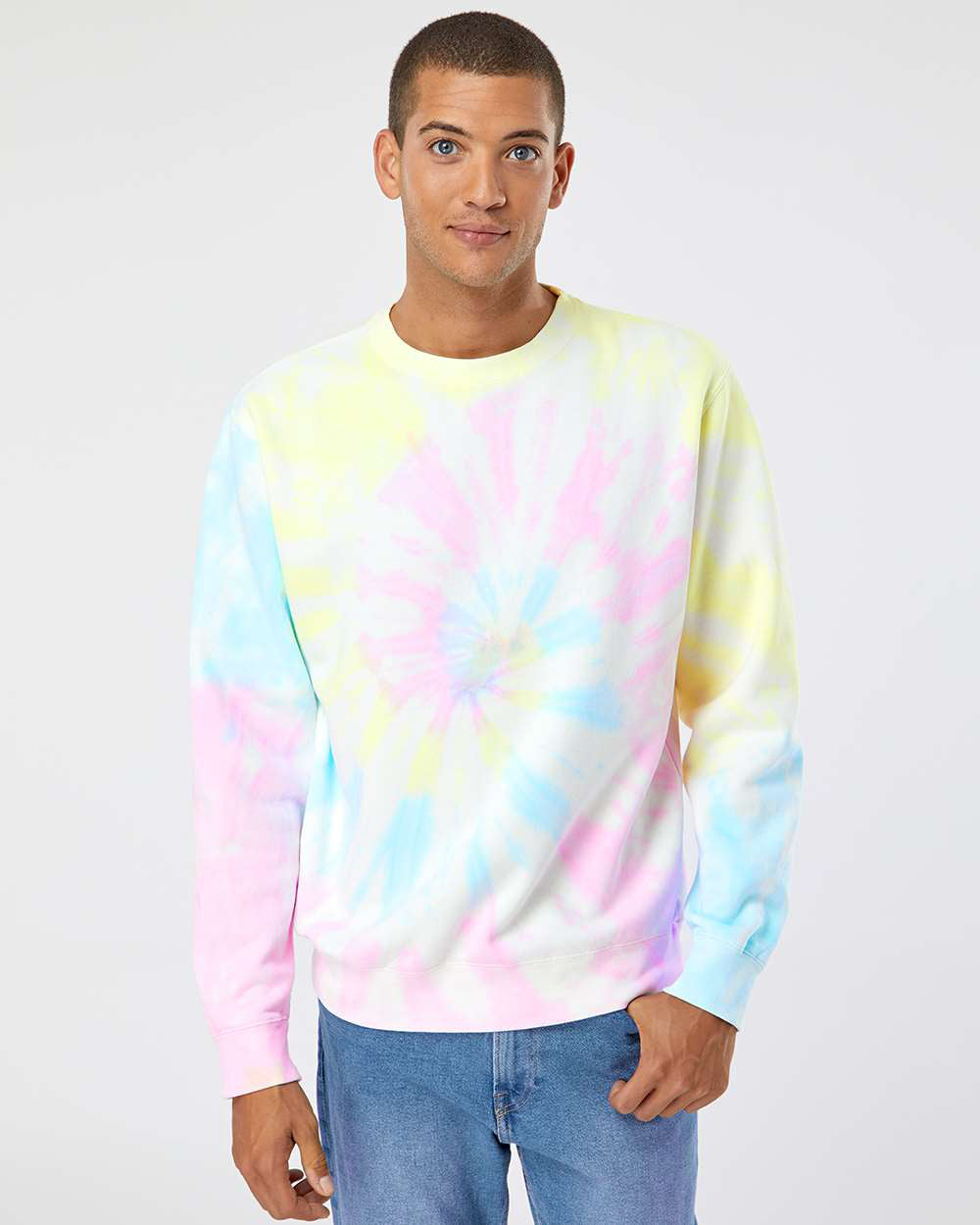 Independent Trading Company 9oz. Unisex Midweight Tie Dye Crew — front view (4)