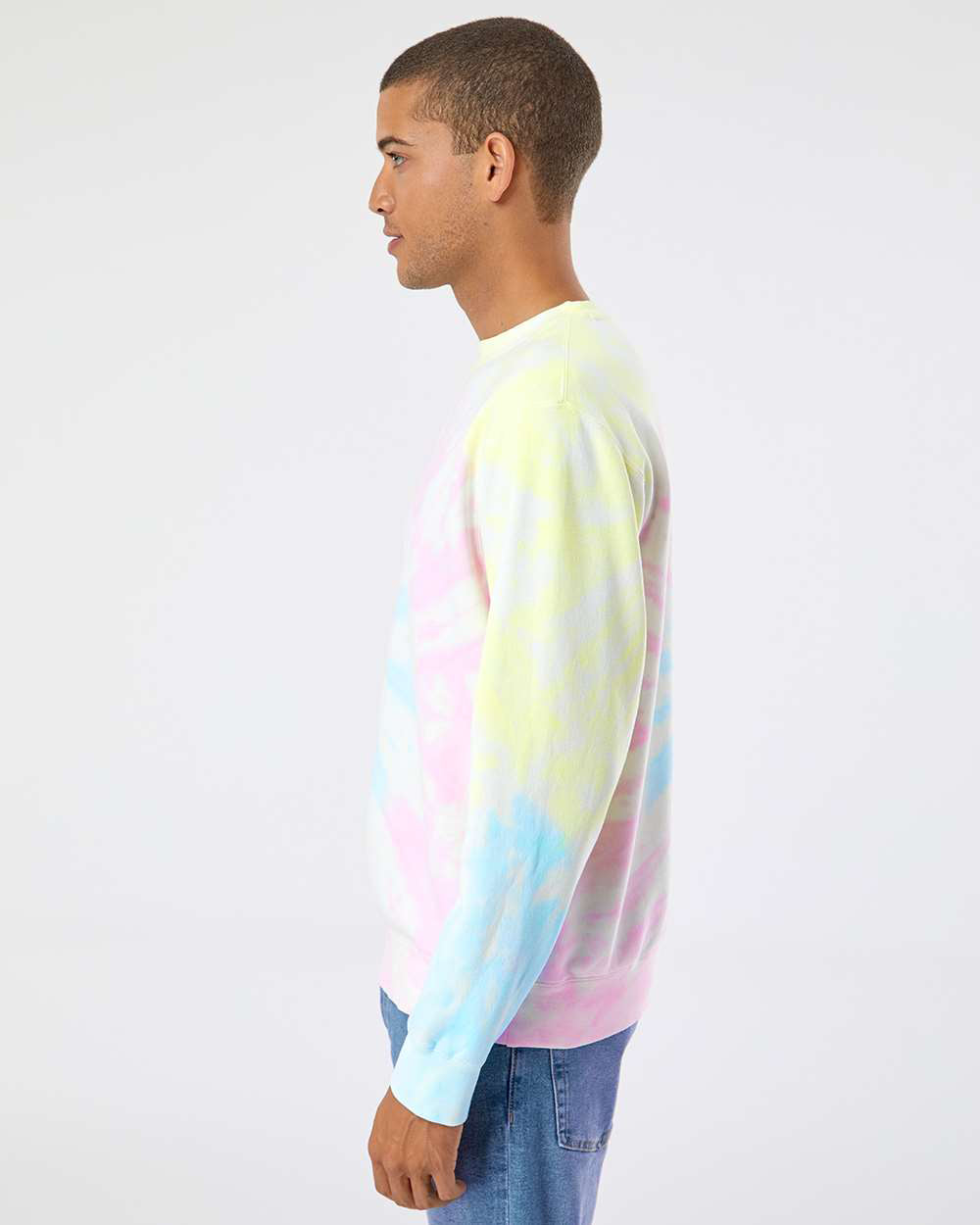 Independent Trading Company 9oz. Unisex Midweight Tie Dye Crew — side view (4)