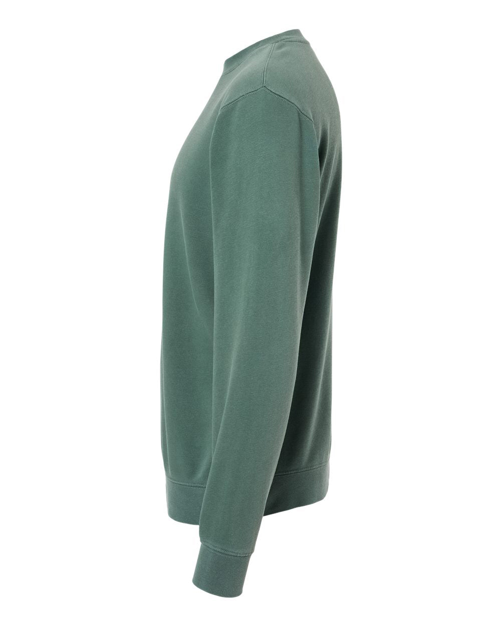 Independent Trading Company 9oz. Unisex Midweight Pigment Dye Crew in Green — side view