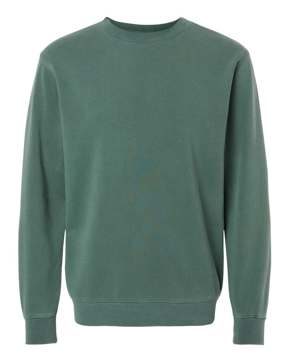 Independent Trading Company 9oz. Unisex Midweight Pigment Dye Crew in Green — front view