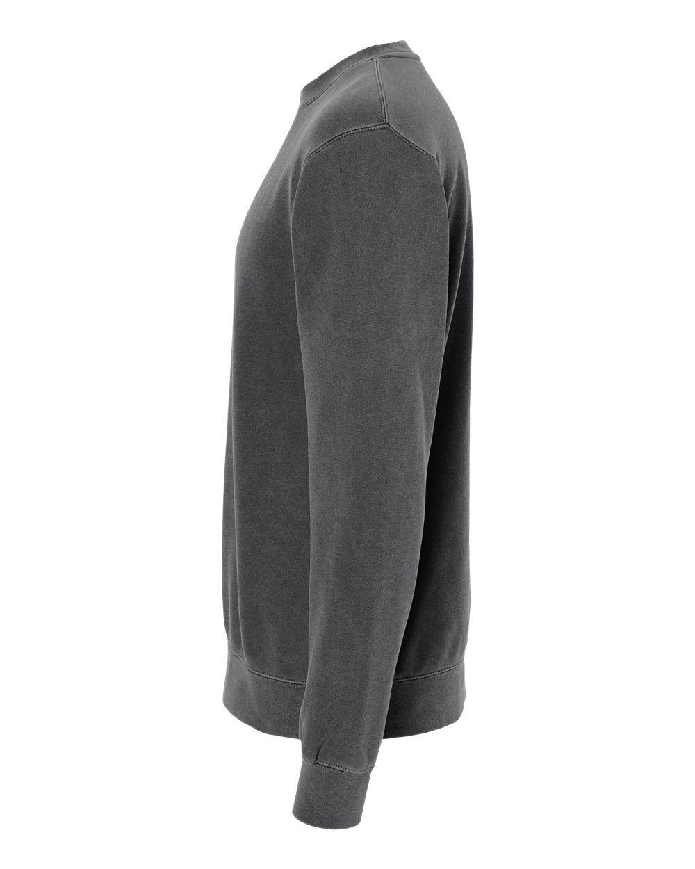 Independent Trading Company 9oz. Unisex Midweight Pigment Dye Crew in Black — side view