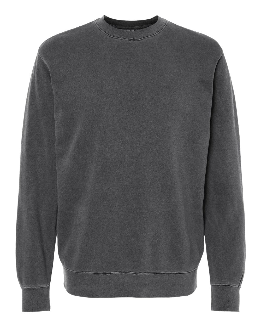Independent Trading Company 9oz. Unisex Midweight Pigment Dye Crew in Black — front view