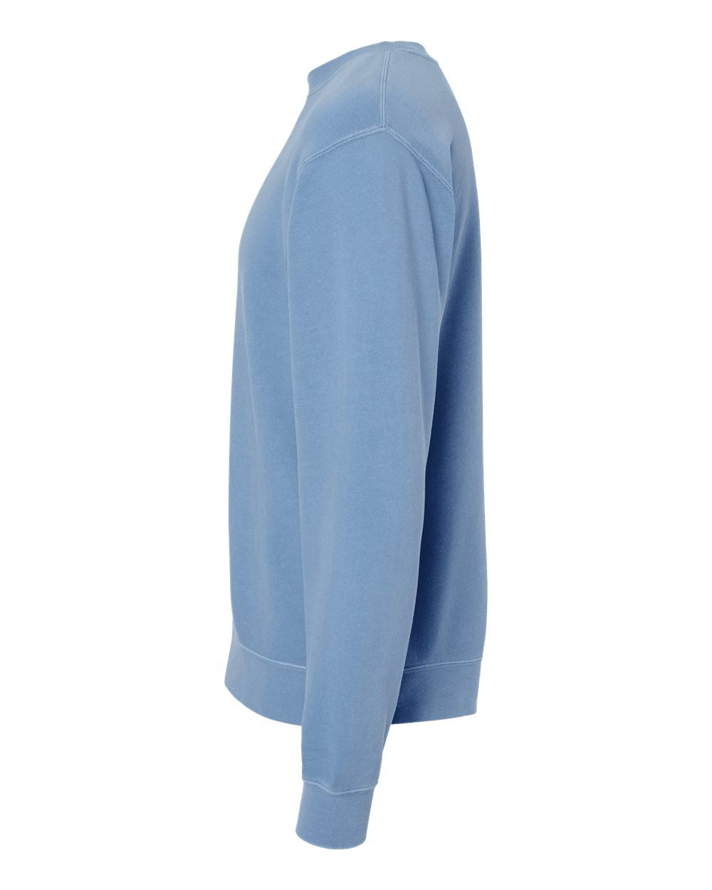 Independent Trading Company 9oz. Unisex Midweight Pigment Dye Crew in Blue — side view