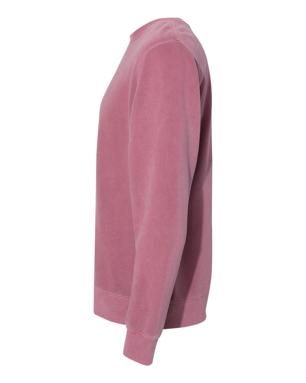 Independent Trading Company 9oz. Unisex Midweight Pigment Dye Crew in Maroon — side view